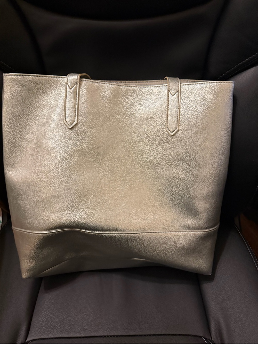 Bloomingdale's Metallic Silver Leather Tote